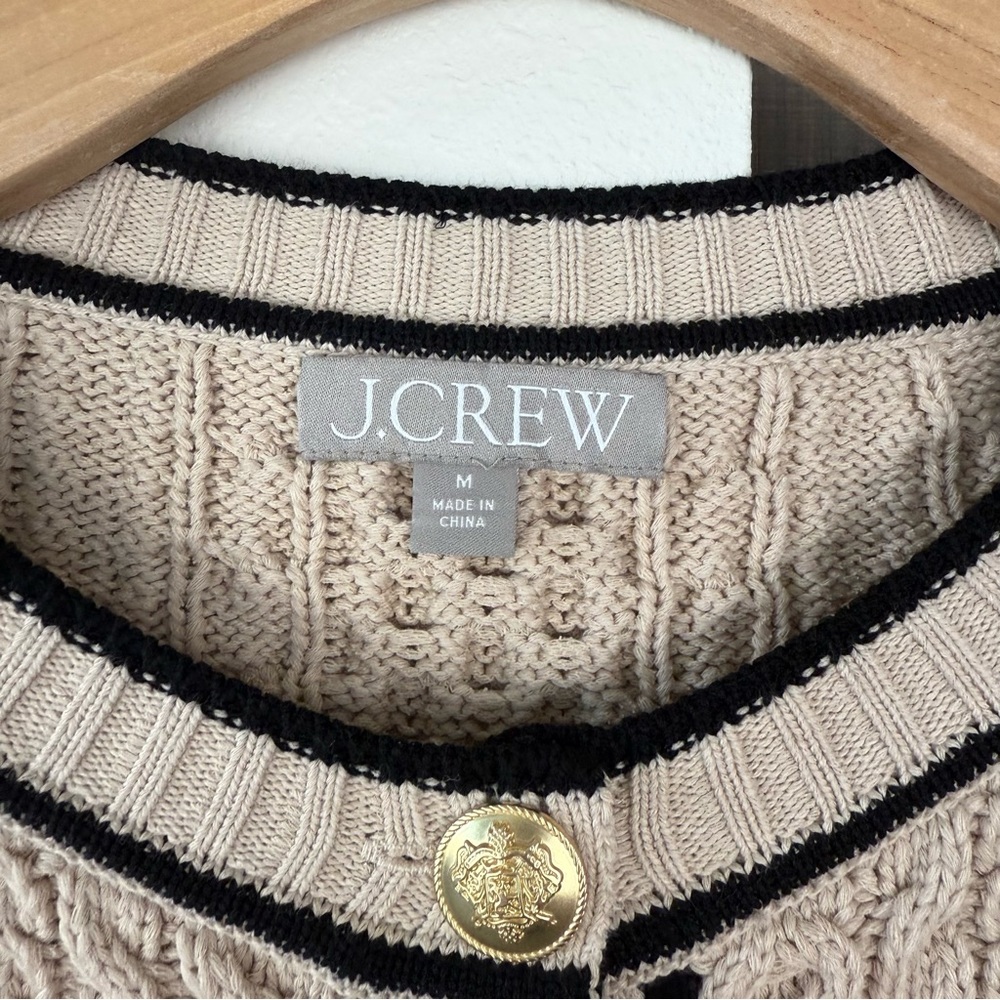 J. Crew Tan Cropped Cable Knit Sweater Lady Jacket Cardigan - Picture 11 of 13